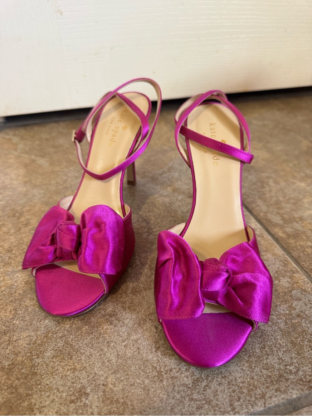 kate spade Fuchsia Satin Bow Slingback Heels - Picture 3 of 6